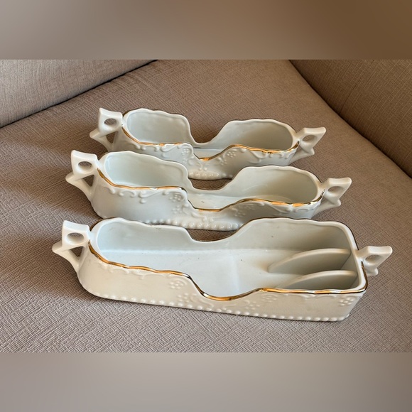 Vintage Servers Caddies Utensils White Porcelain Flatware Holder.Japan